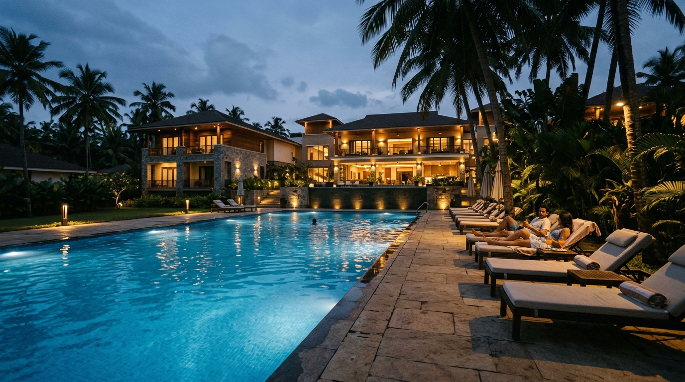 Resort Swimming Pool at Twilight